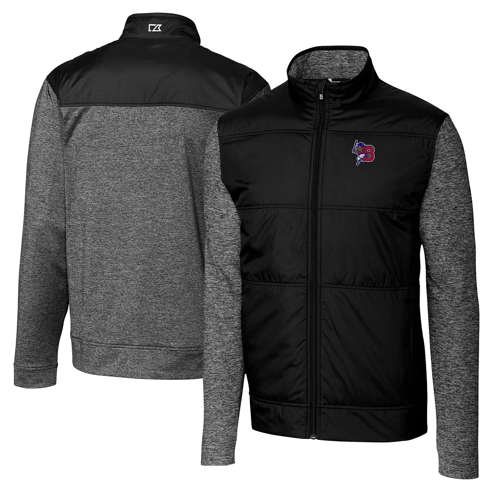 Men's Cutter & Buck Black Buffalo Bisons Big Tall Stealth Hybrid Quilted Full-Zip Windbreaker Jacket