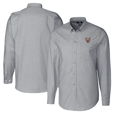 Men's Cutter & Buck Charcoal El Paso Chihuahuas Big Tall Oxford Stretch Long Sleeve Button-Down Dress Shirt
