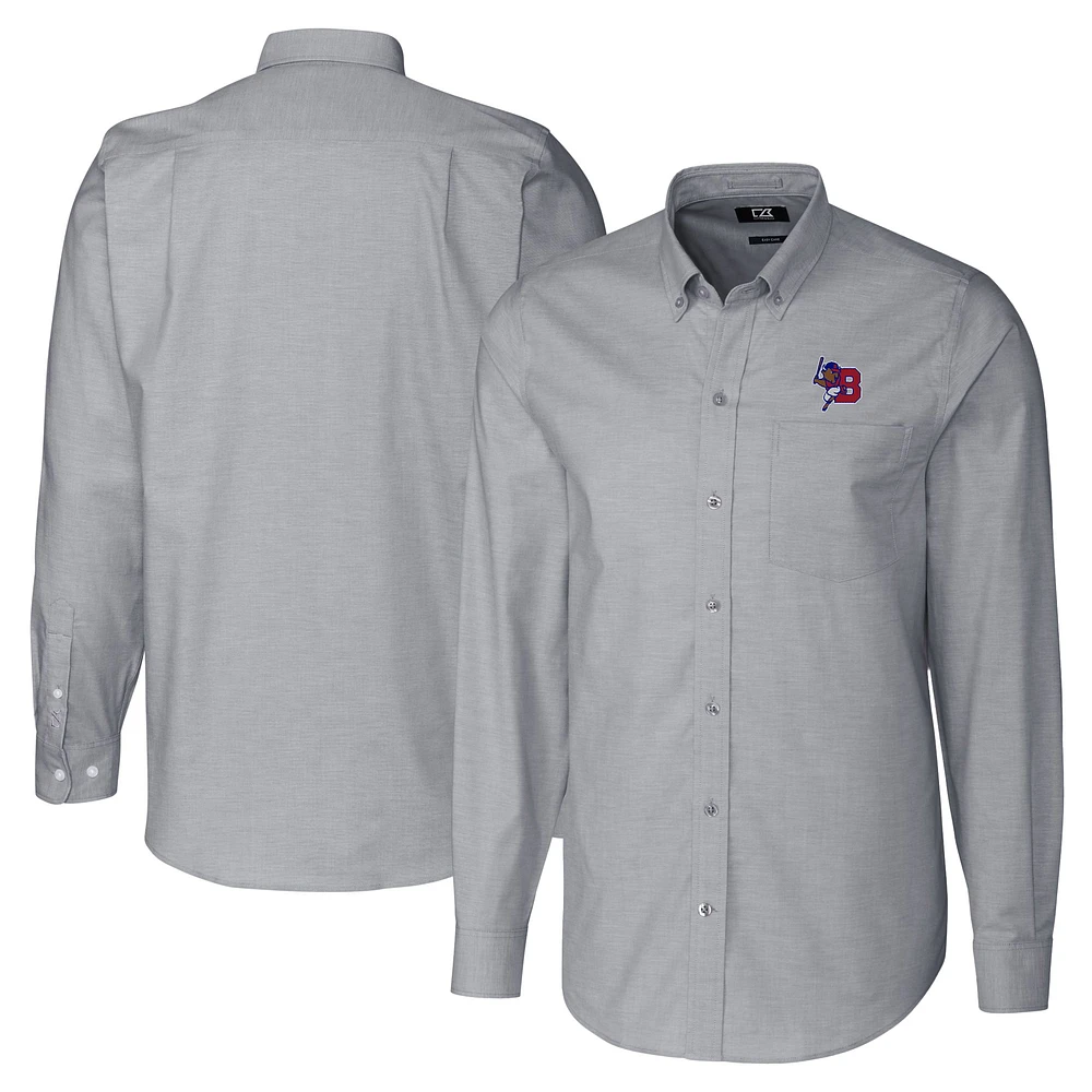 Men's Cutter & Buck Charcoal Buffalo Bisons Big Tall Oxford Stretch Long Sleeve Button-Down Dress Shirt