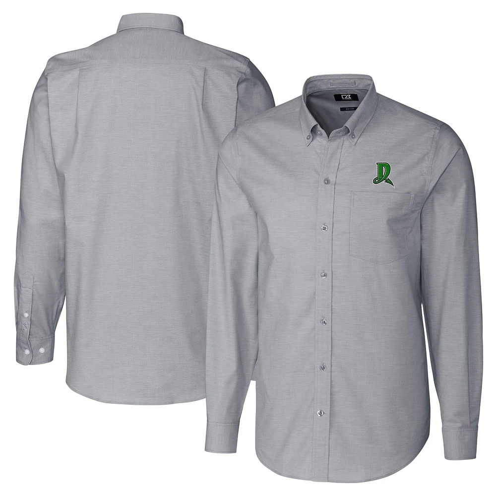 Men's Cutter & Buck Charcoal Dayton Dragons Big Tall Oxford Stretch Long Sleeve Button-Down Dress Shirt