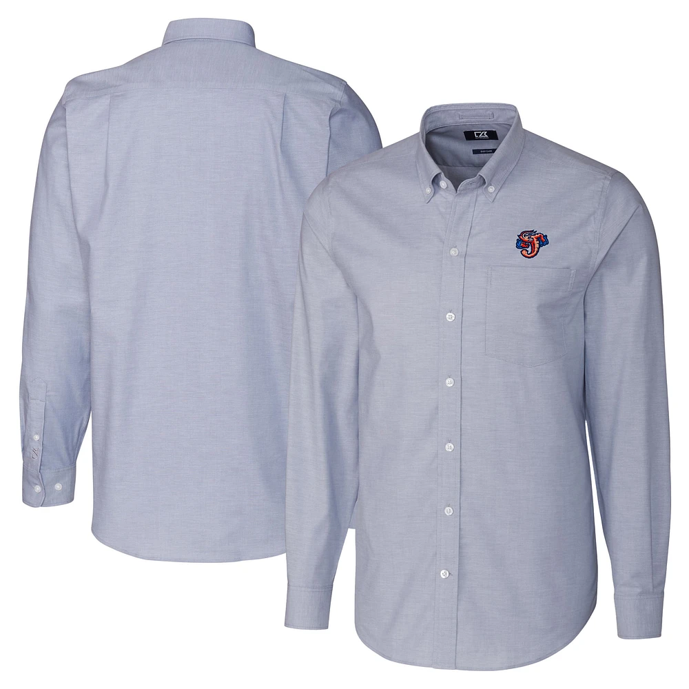 Men's Cutter & Buck Light Blue Jacksonville Jumbo Shrimp Big Tall Oxford Stretch Long Sleeve Button-Down Dress Shirt