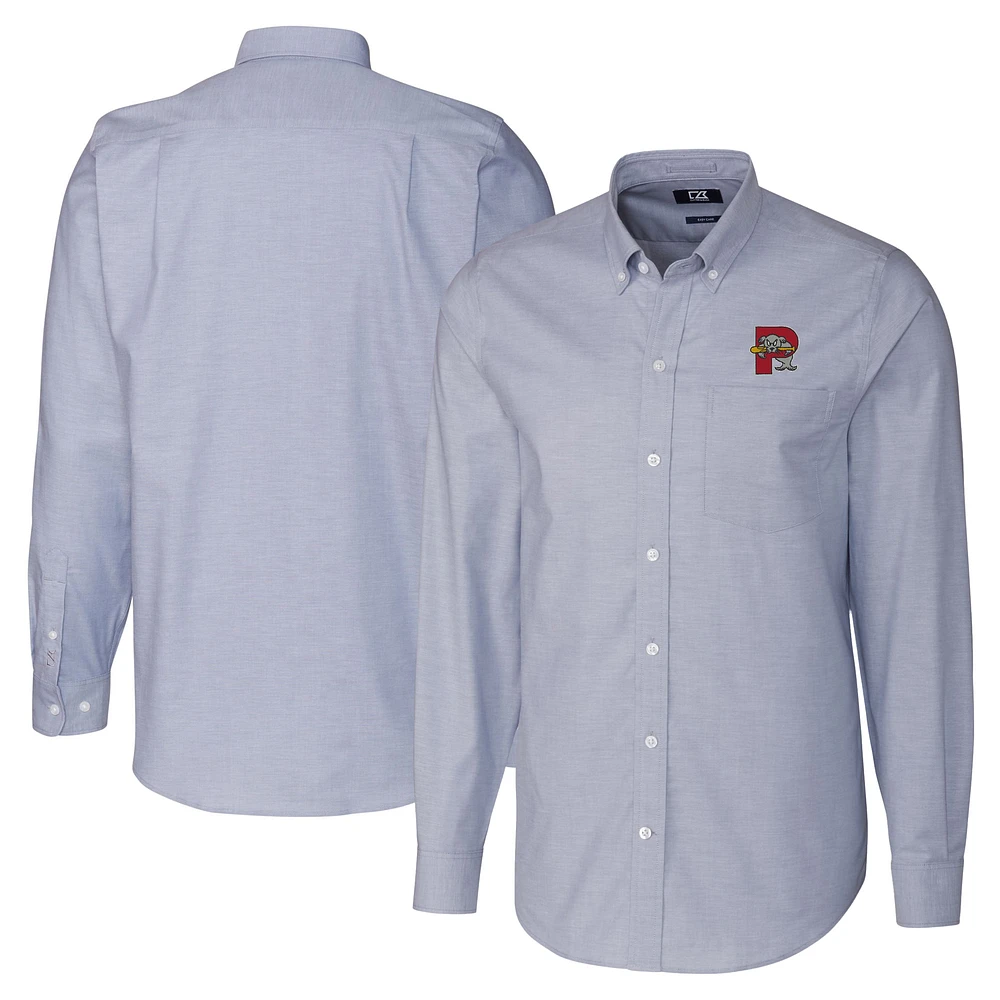 Men's Cutter & Buck Light Blue Portland Sea Dogs Big Tall Oxford Stretch Long Sleeve Button-Down Dress Shirt