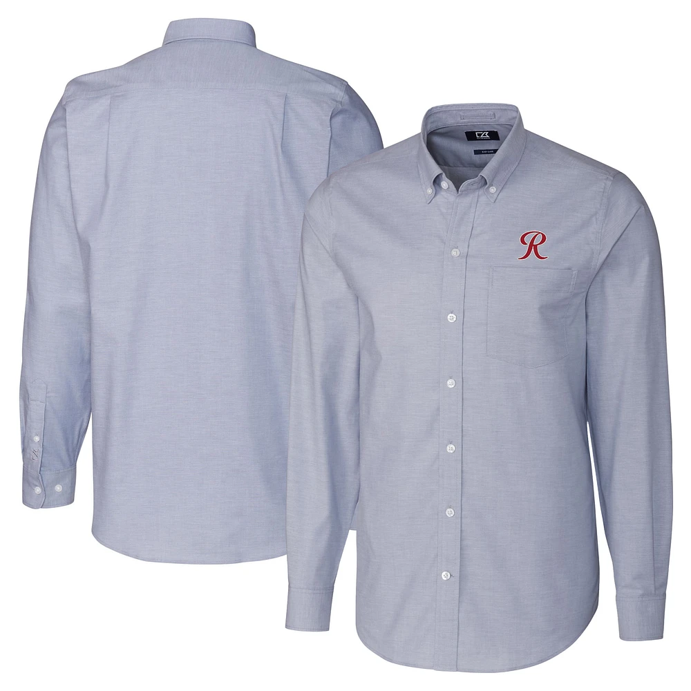 Men's Cutter & Buck Light Blue Tacoma Rainiers Big Tall Oxford Stretch Long Sleeve Button-Down Dress Shirt