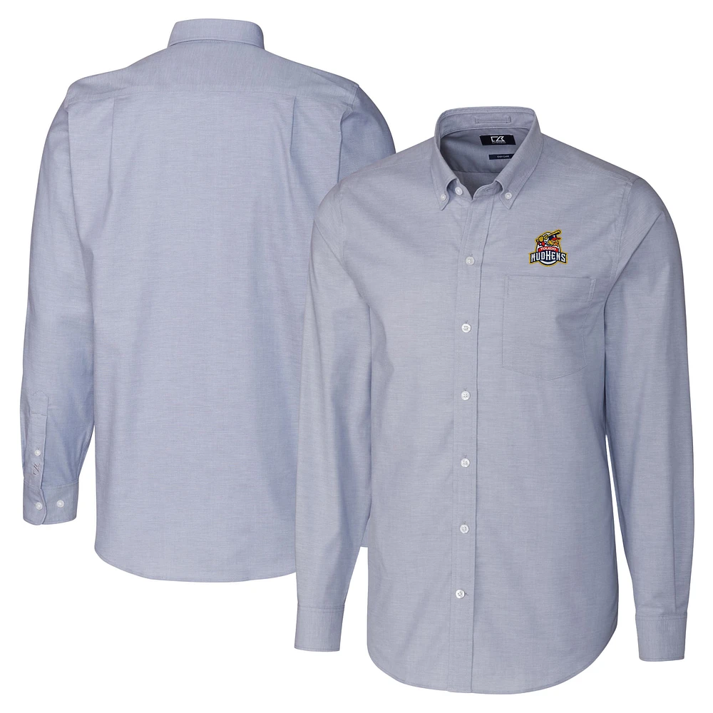 Men's Cutter & Buck Light Blue Toledo Mud Hens Big Tall Oxford Stretch Long Sleeve Button-Down Dress Shirt