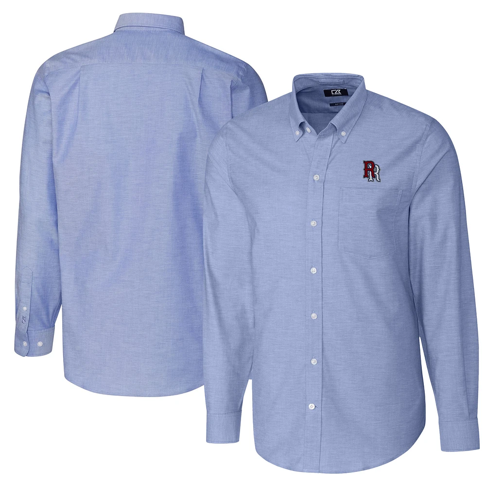 Men's Cutter & Buck Blue Round Rock Express Big Tall Oxford Stretch Long Sleeve Button-Down Dress Shirt