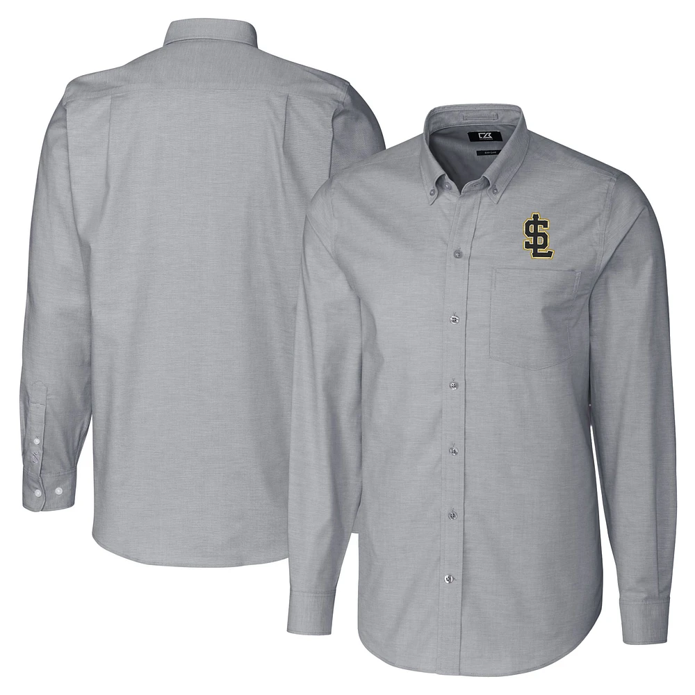 Men's Cutter & Buck Charcoal Salt Lake Bees Big Tall Oxford Stretch Long Sleeve Button-Down Dress Shirt