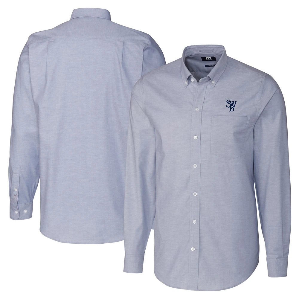 Men's Cutter & Buck Light Blue Scranton Wilkes-Barre RailRiders Big Tall Oxford Stretch Long Sleeve Button-Down Dress Shirt