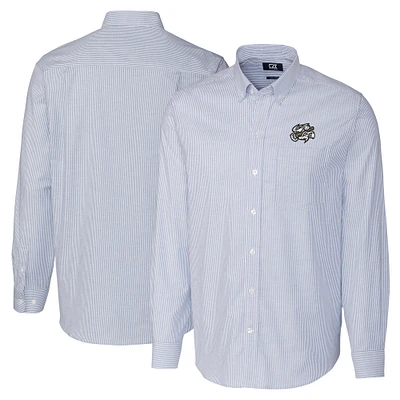 Men's Cutter & Buck Blue Omaha Storm Chasers Big Tall Oxford Stretch Stripe Long Sleeve Button-Down Dress Shirt