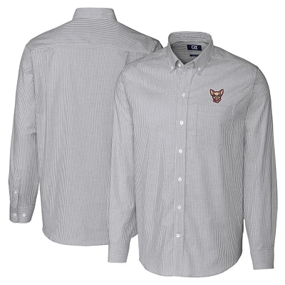 Men's Cutter & Buck Charcoal El Paso Chihuahuas Big Tall Oxford Stretch Stripe Long Sleeve Button-Down Dress Shirt