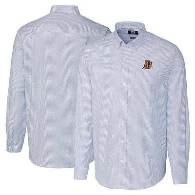 Men's Cutter & Buck Blue Durham Bulls Big Tall Oxford Stretch Stripe Long Sleeve Button-Down Dress Shirt