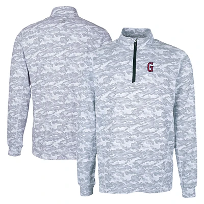 Men's Cutter & Buck Charcoal Greenville Drive Big Tall Traverse Camo Print Stretch Quarter-Zip Pullover Top