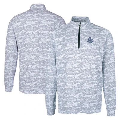 Men's Cutter & Buck Charcoal Hartford Yard Goats Big Tall Traverse Camo Print Stretch Quarter-Zip Pullover Top