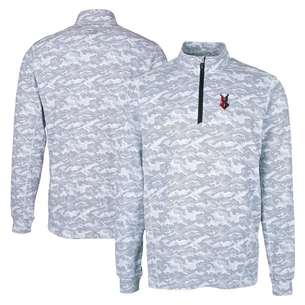 Men's Cutter & Buck Charcoal Indianapolis Indians Big Tall Traverse Camo Print Stretch Quarter-Zip Pullover Top