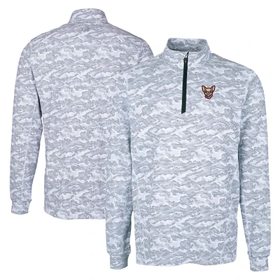 Men's Cutter & Buck Charcoal El Paso Chihuahuas Big Tall Traverse Camo Print Stretch Quarter-Zip Pullover Top
