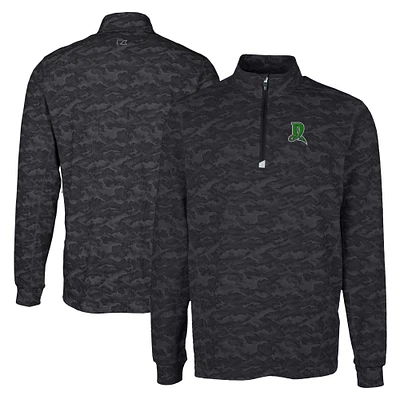 Men's Cutter & Buck Black Dayton Dragons Big Tall Traverse Camo Print Stretch Quarter-Zip Pullover Top