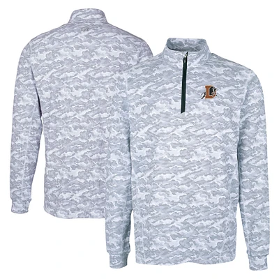 Men's Cutter & Buck Charcoal Durham Bulls Big Tall Traverse Camo Print Stretch Quarter-Zip Pullover Top