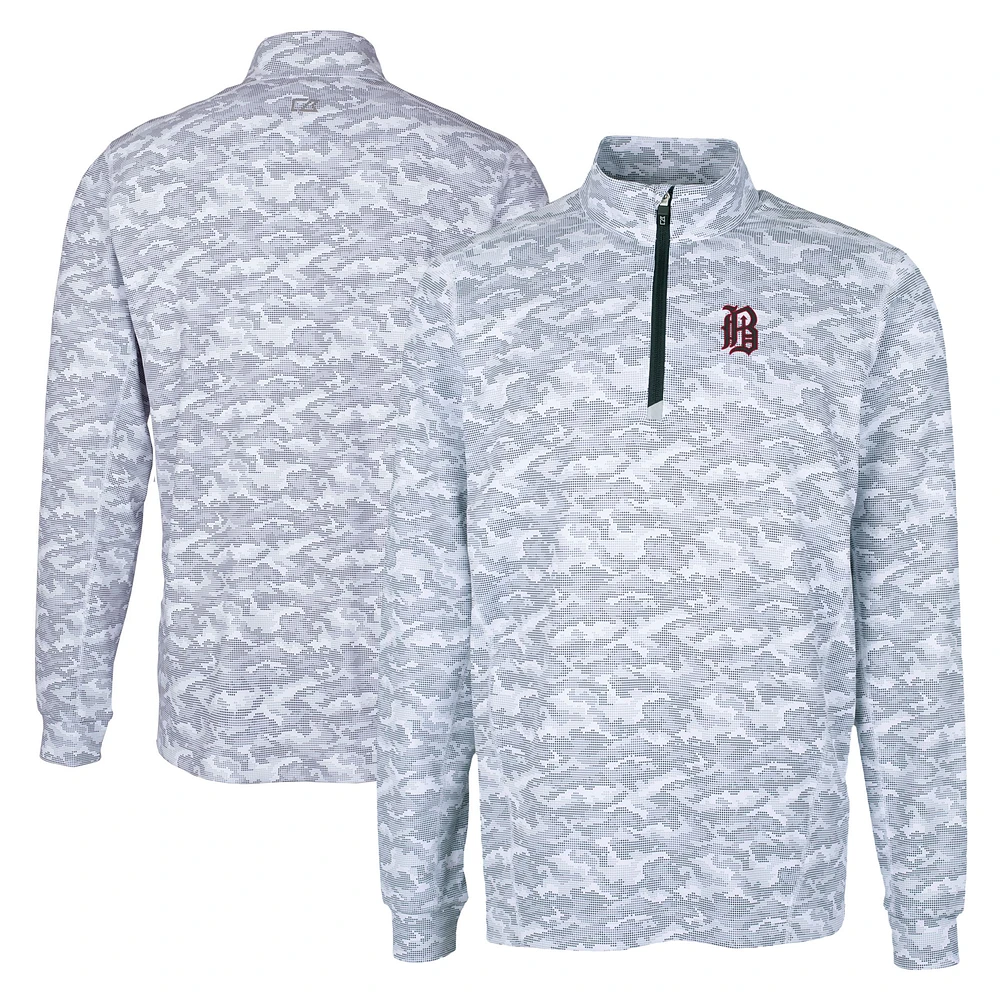 Men's Cutter & Buck Charcoal Birmingham Barons Big Tall Traverse Camo Print Stretch Quarter-Zip Pullover Top