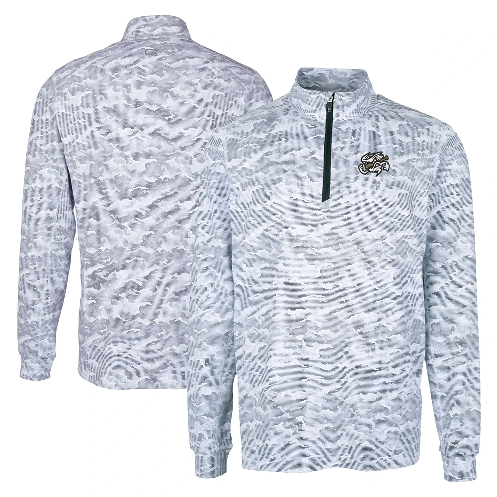 Men's Cutter & Buck Charcoal Omaha Storm Chasers Big Tall Traverse Camo Print Stretch Quarter-Zip Pullover Top