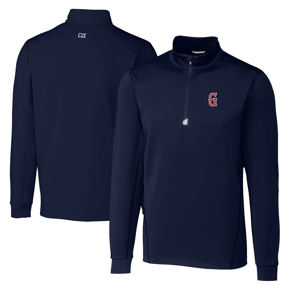 Men's Cutter & Buck Navy Greenville Drive Big Tall Traverse Stretch Quarter-Zip Top
