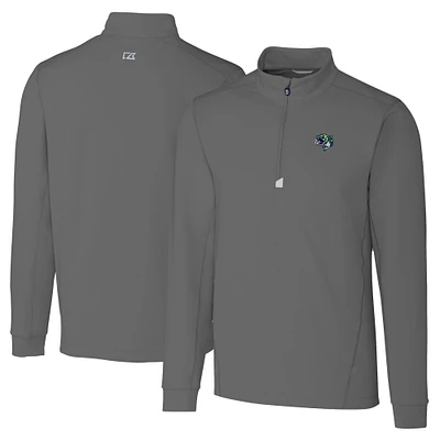 Men's Cutter & Buck Gray Gwinnett Stripers Big Tall Traverse Stretch Quarter-Zip Top