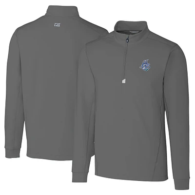 Men's Cutter & Buck Gray Hartford Yard Goats Big Tall Traverse Stretch Quarter-Zip Top