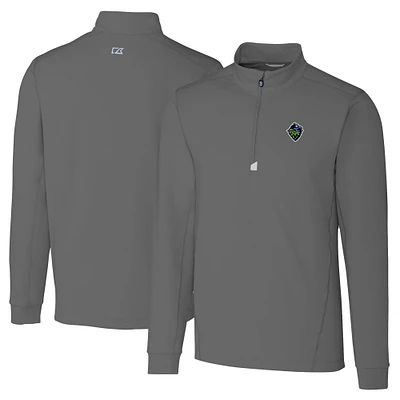 Men's Cutter & Buck Gray Hillsboro Hops Big Tall Traverse Stretch Quarter-Zip Top