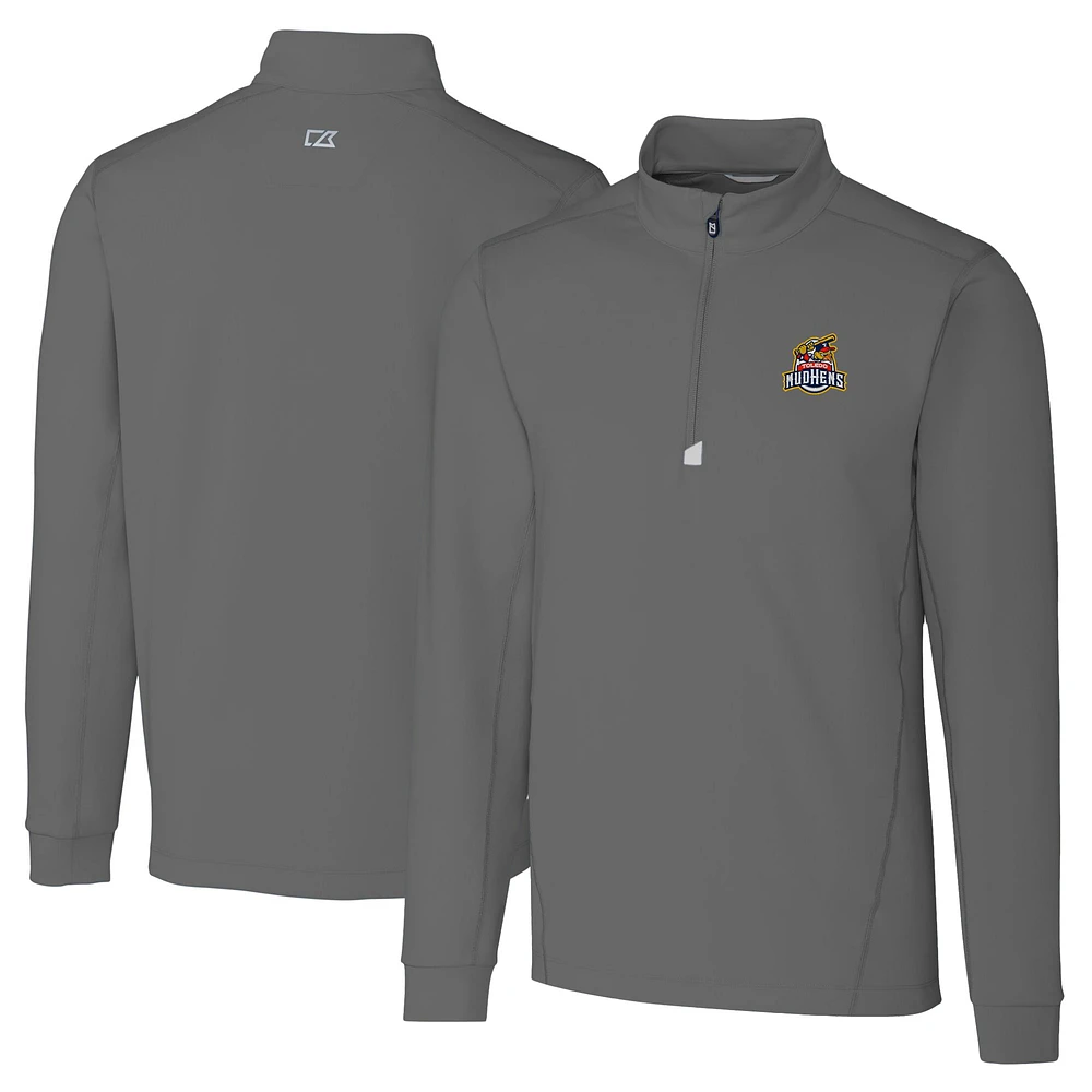 Men's Cutter & Buck Gray Toledo Mud Hens Big Tall Traverse Stretch Quarter-Zip Top