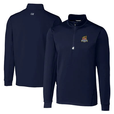 Men's Cutter & Buck Navy Toledo Mud Hens Big Tall Traverse Stretch Quarter-Zip Top