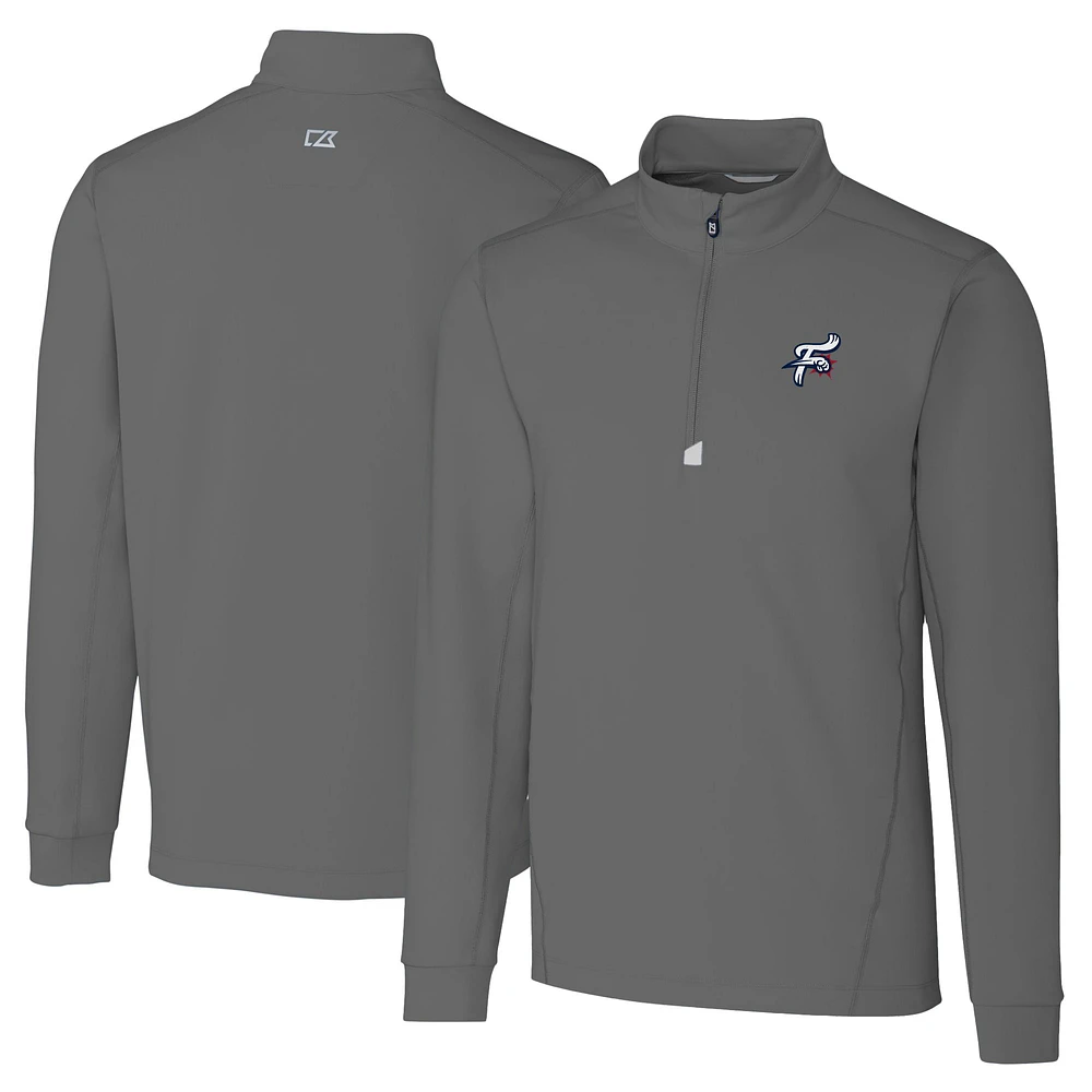 Men's Cutter & Buck Gray Reading Fightin Phils Big Tall Traverse Stretch Quarter-Zip Top