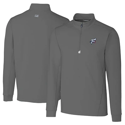 Men's Cutter & Buck Gray Reading Fightin Phils Big Tall Traverse Stretch Quarter-Zip Top