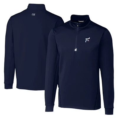 Men's Cutter & Buck Navy Reading Fightin Phils Big Tall Traverse Stretch Quarter-Zip Top