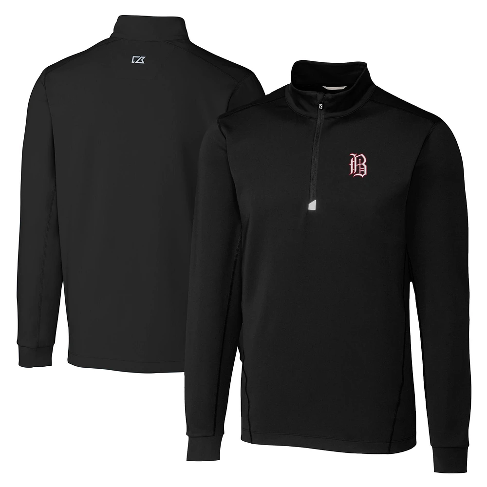 Men's Cutter & Buck Black Birmingham Barons Big Tall Traverse Stretch Quarter-Zip Top