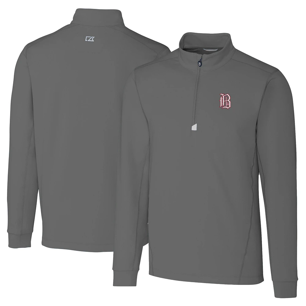 Men's Cutter & Buck Gray Birmingham Barons Big Tall Traverse Stretch Quarter-Zip Top