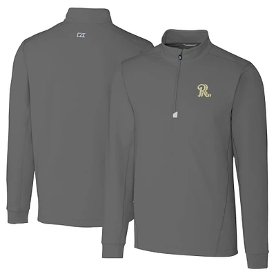 Men's Cutter & Buck Gray Frisco RoughRiders Big Tall Traverse Stretch Quarter-Zip Top