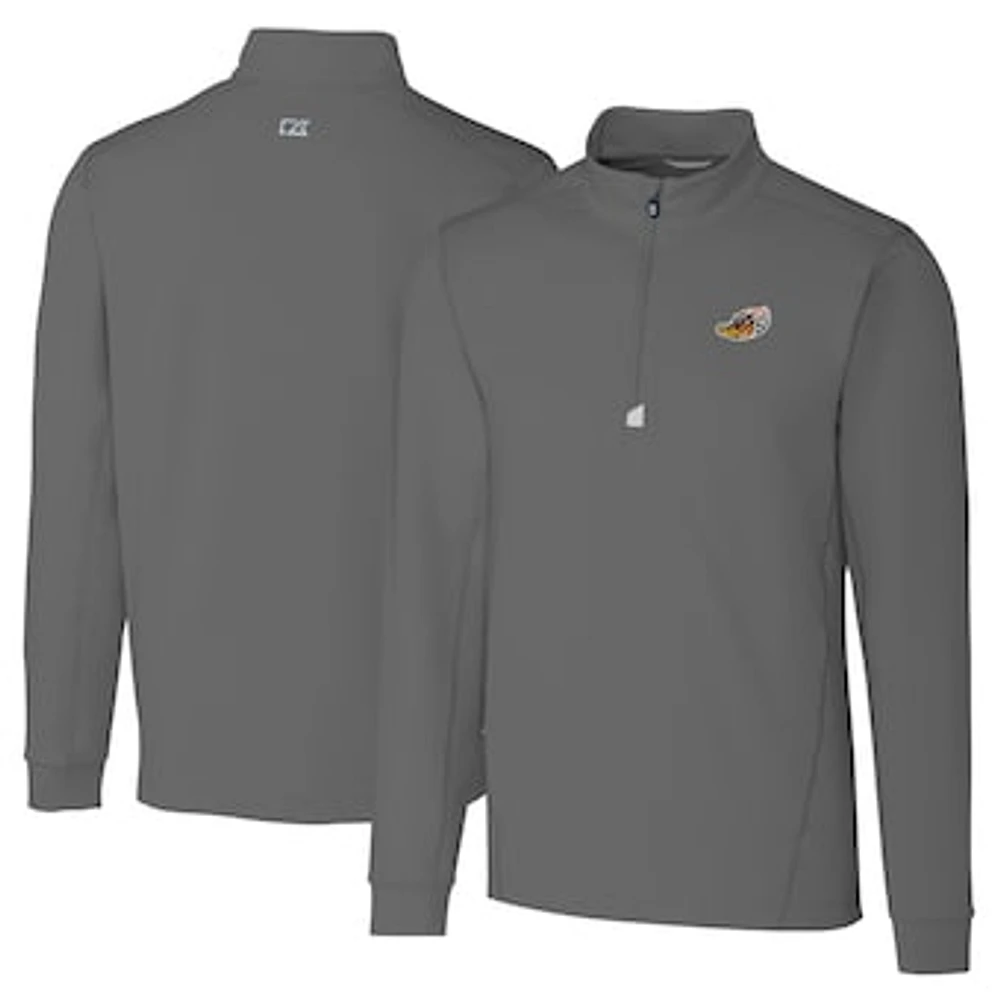 Men's Cutter & Buck Gray Akron RubberDucks Big Tall Traverse Stretch Quarter-Zip Top