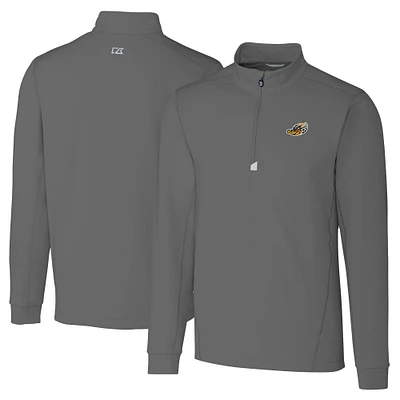 Men's Cutter & Buck Gray Akron RubberDucks Big Tall Traverse Stretch Quarter-Zip Top