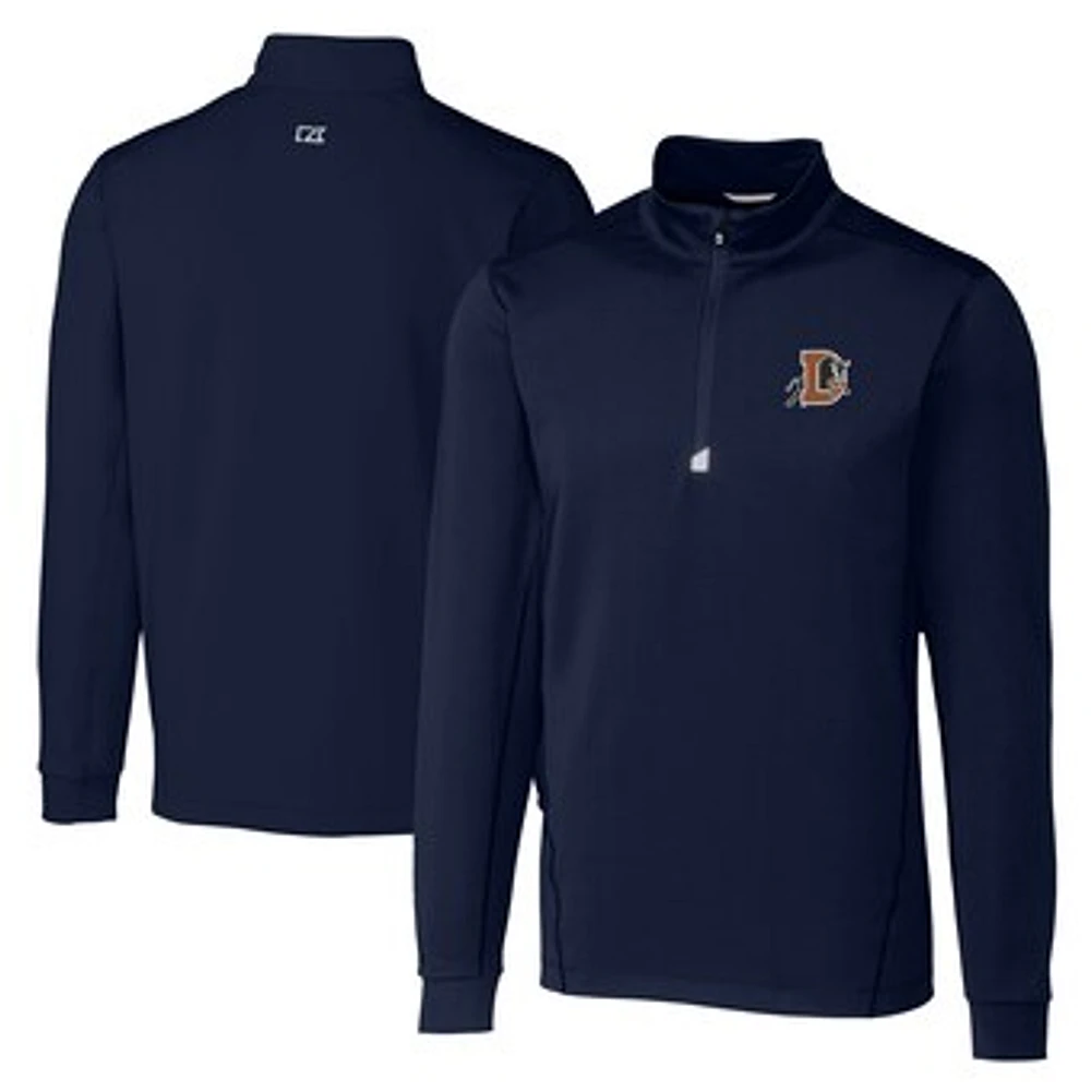Men's Cutter & Buck Navy Durham Bulls Big Tall Traverse Stretch Quarter-Zip Top