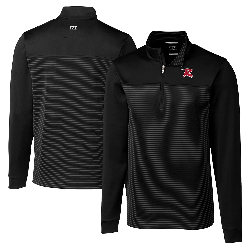 Men's Cutter & Buck Black Richmond Flying Squirrels Big Tall Traverse Stripe Stretch Quarter-Zip Top
