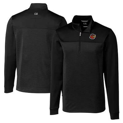 Men's Cutter & Buck Black Rochester Red Wings Big Tall Traverse Stripe Stretch Quarter-Zip Top