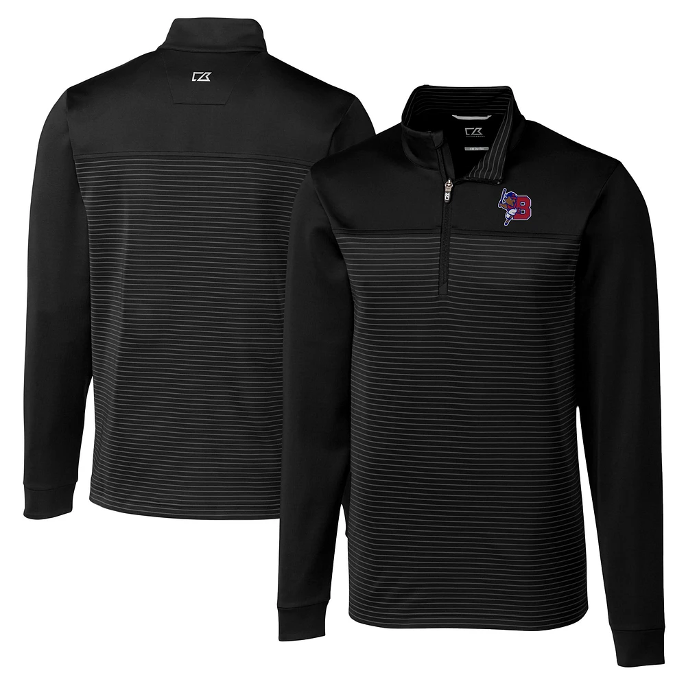 Men's Cutter & Buck Black Buffalo Bisons Big Tall Traverse Stripe Stretch Quarter-Zip Top