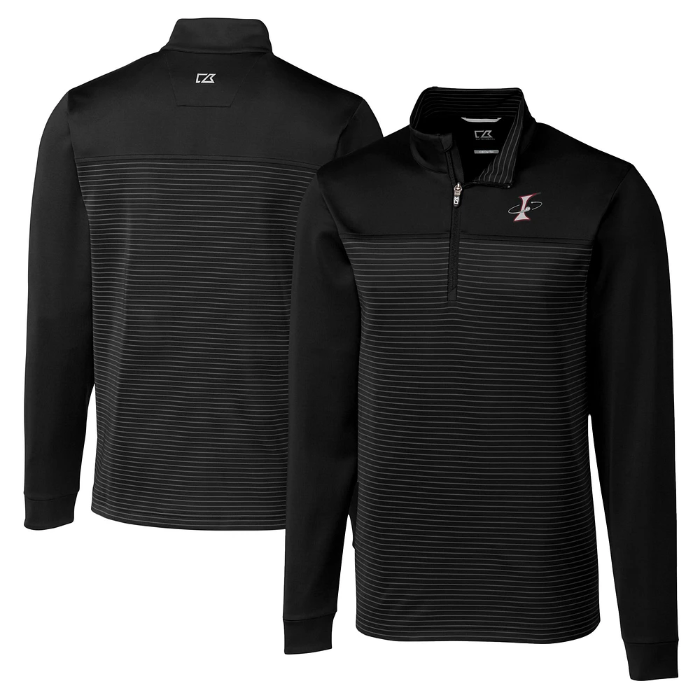 Men's Cutter & Buck Black Albuquerque Isotopes Big Tall Traverse Stripe Stretch Quarter-Zip Top