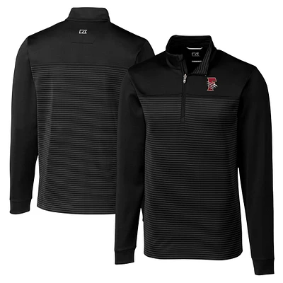 Men's Cutter & Buck Black Fresno Grizzlies Big Tall Traverse Stripe Stretch Quarter-Zip Top