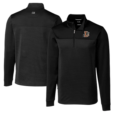 Men's Cutter & Buck Black Durham Bulls Big Tall Traverse Stripe Stretch Quarter-Zip Top