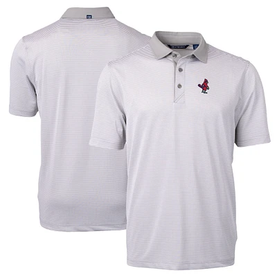 Men's Cutter & Buck Gray Memphis Redbirds Big Tall Virtue Eco Pique Micro Stripe Recycled Polo