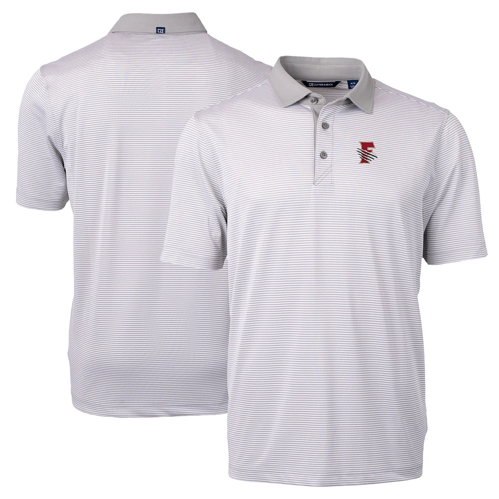 Men's Cutter & Buck Gray Fresno Grizzlies Big Tall Virtue Eco Pique Micro Stripe Recycled Polo