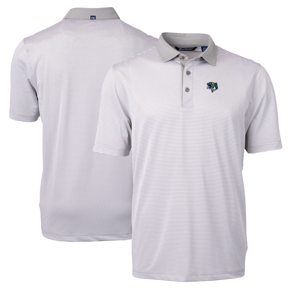 Men's Cutter & Buck Gray Gwinnett Stripers Big Tall Virtue Eco Pique Micro Stripe Recycled Polo