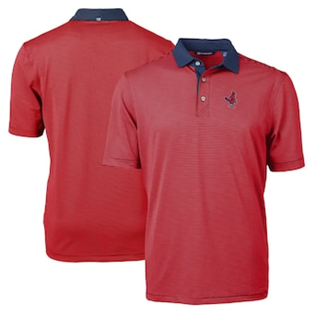 Men's Cutter & Buck Red Memphis Redbirds Big Tall Virtue Eco Pique Micro Stripe Recycled Polo