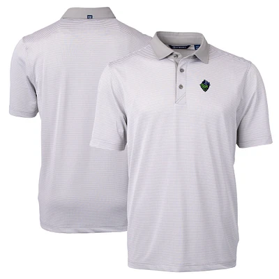 Men's Cutter & Buck Gray Hillsboro Hops Big Tall Virtue Eco Pique Micro Stripe Recycled Polo