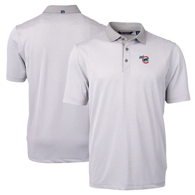 Men's Cutter & Buck Gray Iowa Cubs Big Tall Virtue Eco Pique Micro Stripe Recycled Polo