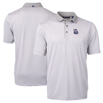 Men's Cutter & Buck Gray New Hampshire Fisher Cats Big Tall Virtue Eco Pique Micro Stripe Recycled Polo